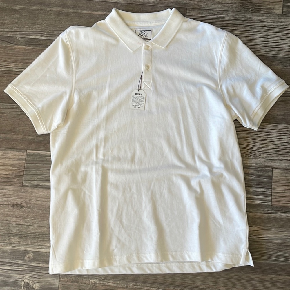 BRAND NEW Jos A Bank White/cream Polo T Large Tailored Fit